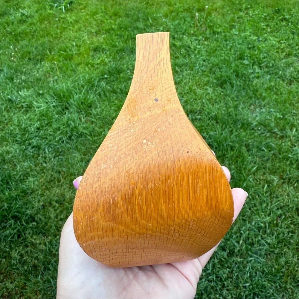 Vintage Wood Bud Vase Made In Minnesota USA MCM SOLID Oak Unique